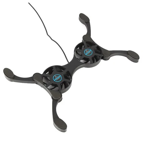 Compact 2-Fan Laptop Cooler Stand 28CFM Airflow Foldable Portable Travel 7"-15"