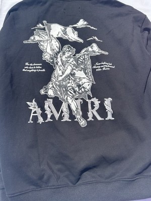 AMIRI Graphic Print Black Fleece Pullover Hoodie Men's Designer