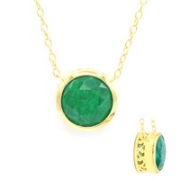 Cavill Sambia Smaragd Collier 4,00Ct Rundschliff 925Er Silber Vergoldet