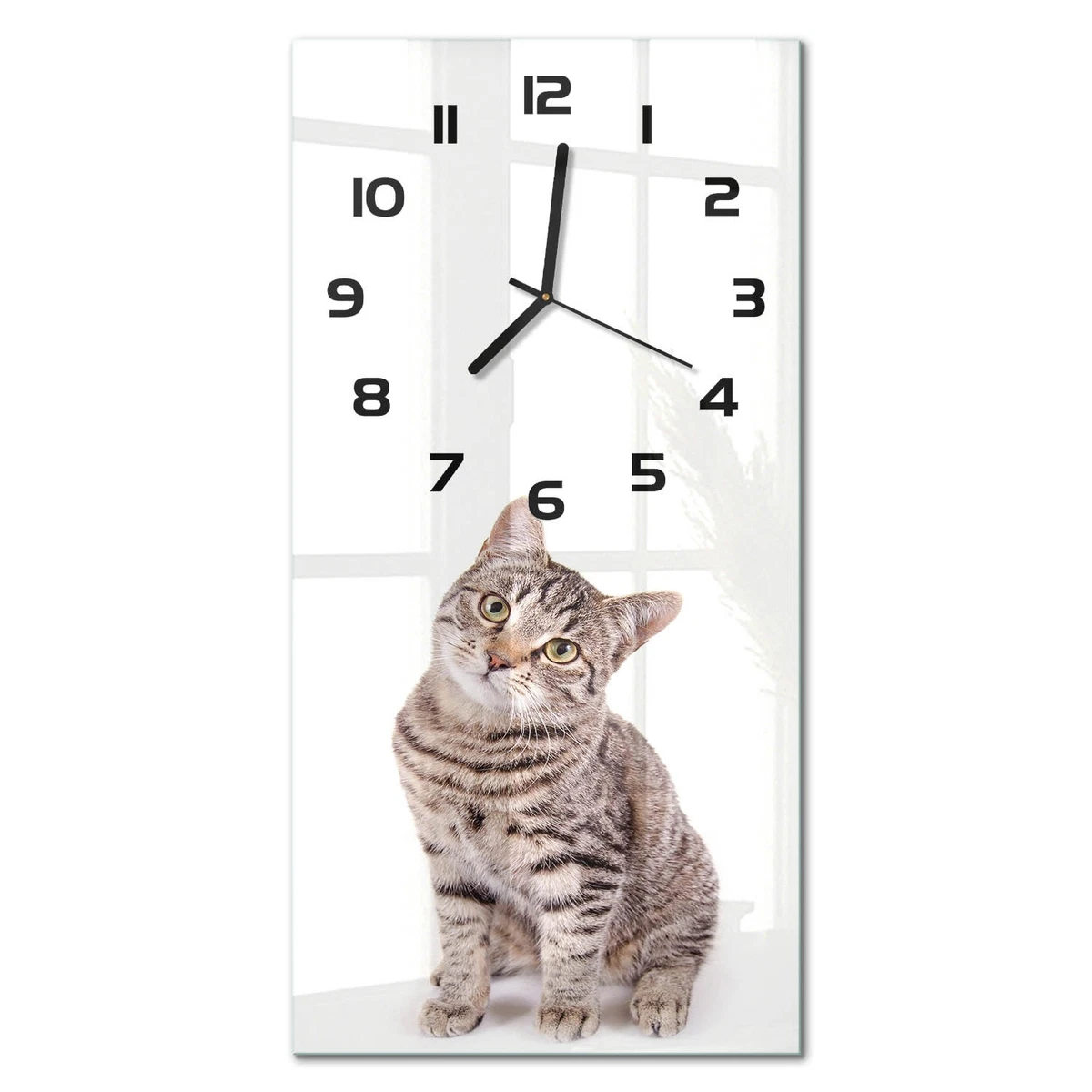 Reloj de Pared Rectangular Vertical Decorativo para Interior Gato 30x60 cm