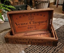 52cm Veuve Clitquot Champagne Wooden Decorative Vintage Style Waxed Tray 1 Tray