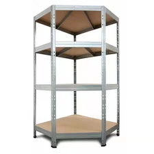 Garage Series 4-Tier Galvanized Steel Storage Corner Shelving Unit in Silver, HD