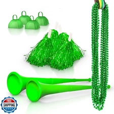 Windy City Novelties Green School Spirit Cheerleader Kit – 4 Cowbells, 4 Pom-