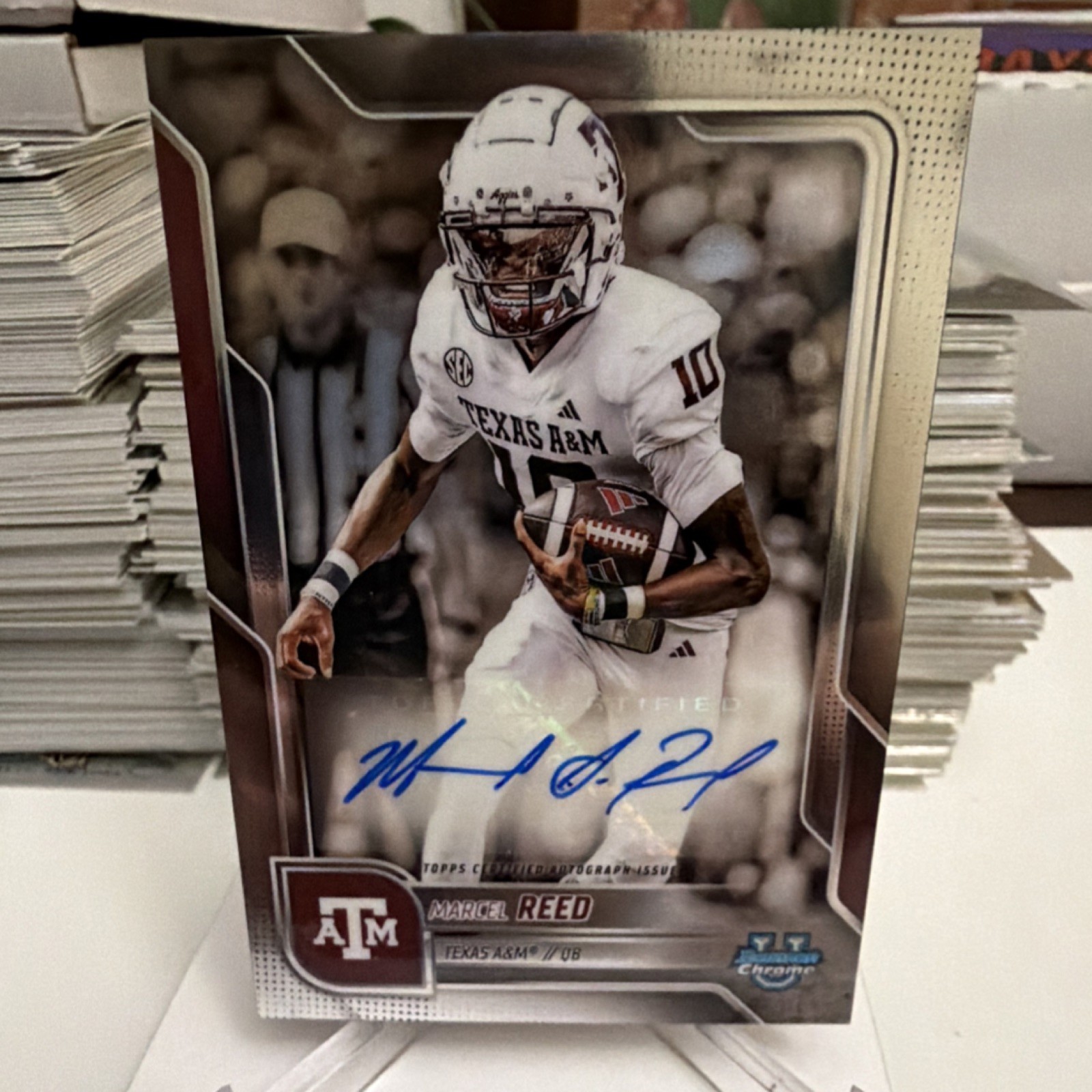 Marcel Reed 2025 Bowman University Chrome Auto Texas A&M Aggies BCA-MRE
