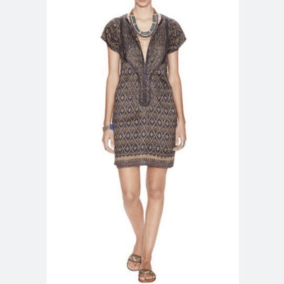 Calypso St Barth Fran 100% Silk Dress Womens Small Beaded Embellished Pockets