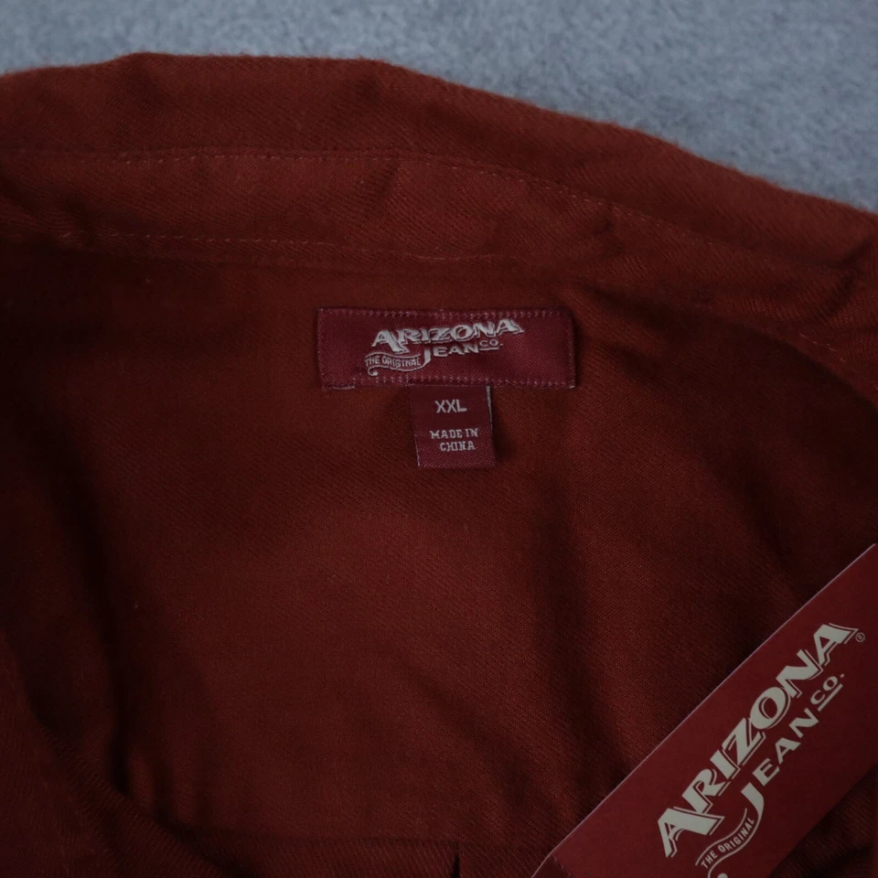 Аризона фланелевая рубашка мужская 2XL XXL карман на пуговицах коричневый хна длинным рукавом новый с Ярлыками - Изображение 4 из 4