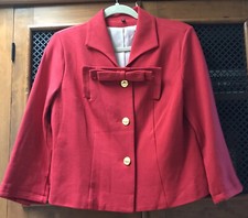 Cabi Short Red Jacket 3 Button Lined 3/4 Sleeves Bow Size 8