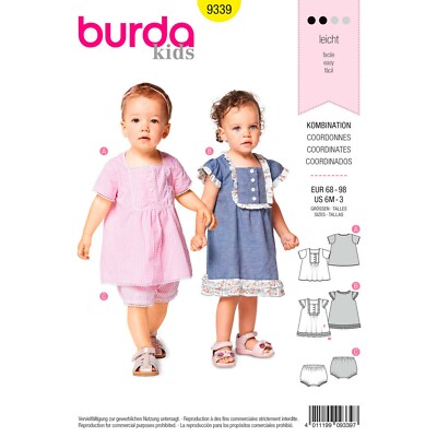 Burda Kids, Toddler's Dress (Two Lengths) 9339 Size US (6M - 3)