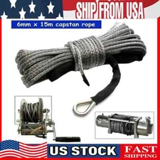 Car 1/4"x50' 10000LBS Synthetic Winch Rope Line Recovery Cable 4WD ATV w/ Sheath