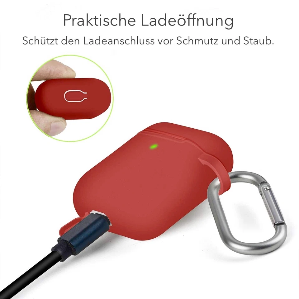 Avana Apple Airpods 2 & 1 Housse En Silicone Pour Écouteurs Étui Sac Rouge - Photo 3/4