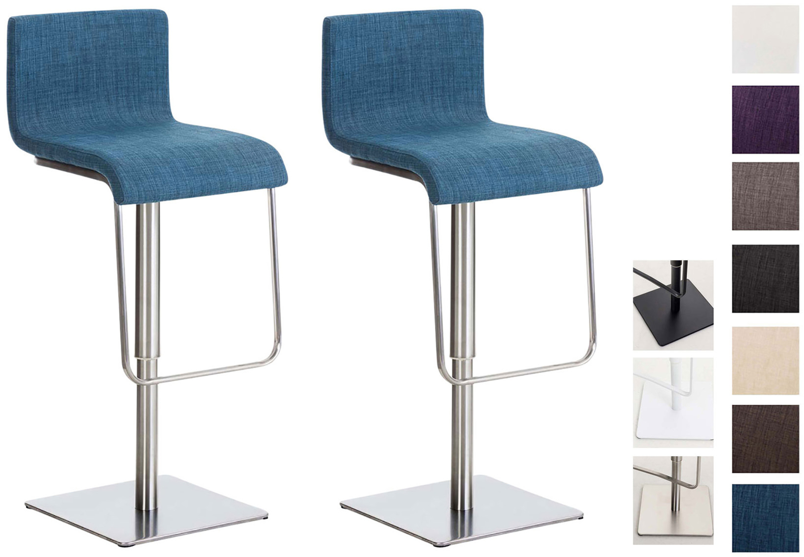 2er Set Barhocker Limon Stoff mit Lehne Tresenhocker Thekenhocker Hocker