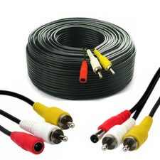 CCTV Cable Camera Extension RCA Audio Video Phono Power Supply Lead 10m to 50m