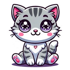 Adorable Cartoon Kitten Illustration–Digital Download for Art, Crafts, and Decor