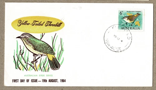 Australia 1964 ACCA 6d Bird FDC Yellow Green Brown Cover Unsealed Unaddressesd