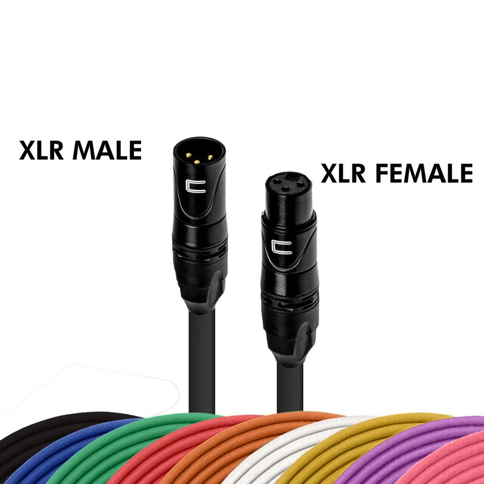 Cable equilibrado XLR de 3 pines macho a hembra - Cable de micrófono de color de longitud personalizada Foto 2 de 4