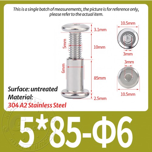 FURNITURE JOINT CONNECTOR BOLT & CAP NUT - ALLEN KEY HEAD - A2 STAINLESS STEEL - Picture 87 of 144