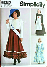 SIMPLICITY PATTERN 9352 HISTORICAL COSTUMES GIRLS SIZES 7 8 10 12 14 UNCUT