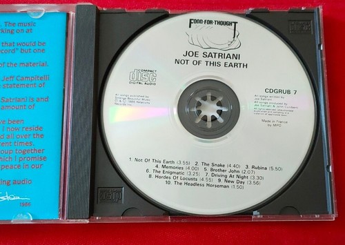 Joe Satriani - Not Of This Earth (CD Album, 1988) Hard Rock Guitar CD GRUB 7 - Picture 2 of 3