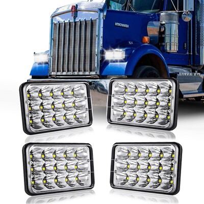 4x6 LED lights 4pcs 45W LED lights Rectangular H4651 H4652 H4656 H6545 Compat...