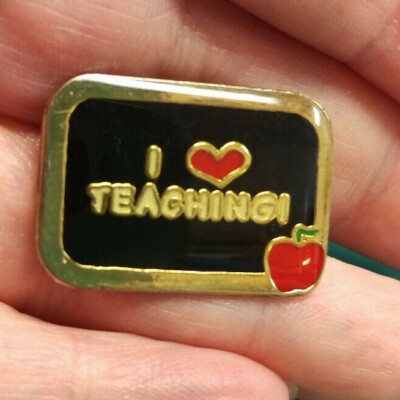 I Heart Teaching Pin Love Teaching - I 3 Teaching - epoxy pin 3/4 inch tall