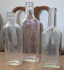 Vintage Clear Glass Medicine Bottles- Pinex, Rawleigh's, Chas  H. Fletcher's