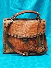 Patricia Nash Crossbody Tooled Brown Italian Leather Saddle Bag Purse Messenger