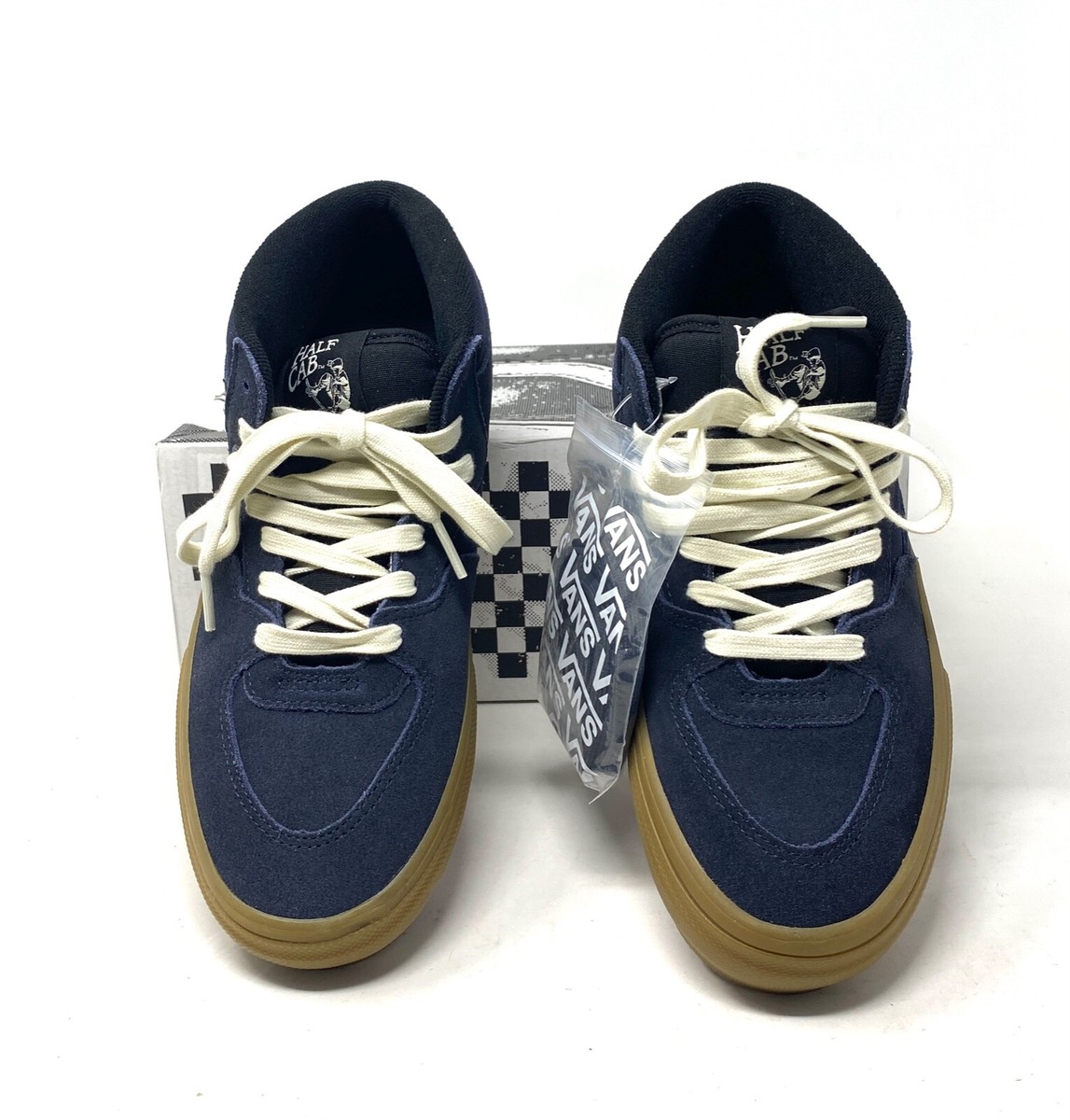 VANS Skate Half Cab Shoes Navy Gum Suede Mid Top Women Size