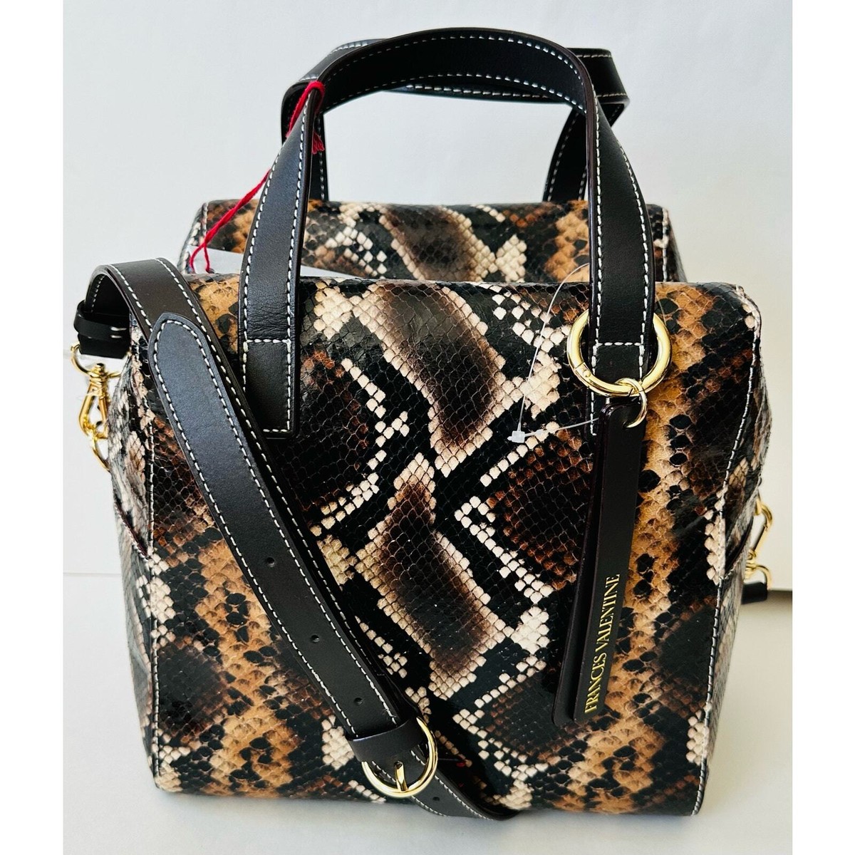 Frances Valentine Sabrina Snake Embossed Leather Satchel  display picture 1