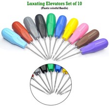 10 Pcs Colorful Dental Root Elevators Oral Surgery PDL Luxating Tooth loosening