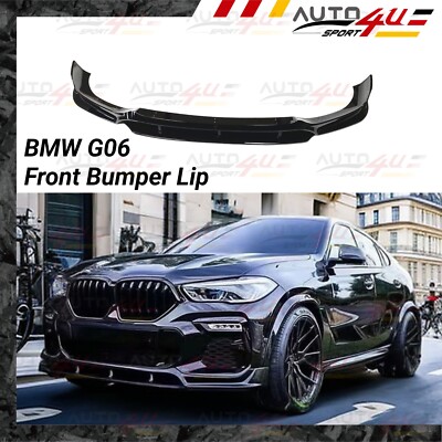 Fits 2020-2023 BMW G06 X6 Gloss Black Competition Style Front Lip Splitter Kit