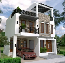 26x36 Small House Design 3 Beds 3 baths 8x11 Meter Terrace Roof (A4 Hard Copy)