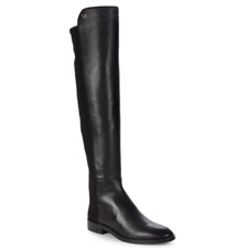 $750 Stuart Weitzman Keelan Women Black Leather just-over-the-knee Boots w/Logo