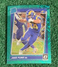 JAKE FUNK - 2021 DONRUSS OPTIC GREEN VELOCITY RATED ROOKIE CARD # 295 RAMS NFL. rookie card picture