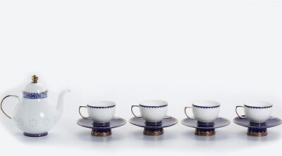 9 Stück indigoblau glasiert modern leuchtend Porzellan Tee Sets für Erwachsene, danach