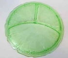 Vintage Uranium Depression Glass Cherry Blossom Green Divided Grill Plate 1930's