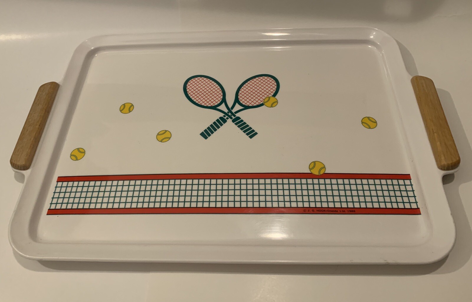Vintage J.G. Hook / Oneida Ltd. 1988 Large Serving Tray Tennis Rackets ...