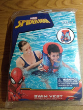 Spiderman Swim Vest Age 3-6 Inflatable Collar Quick Release Adjustable Buckle