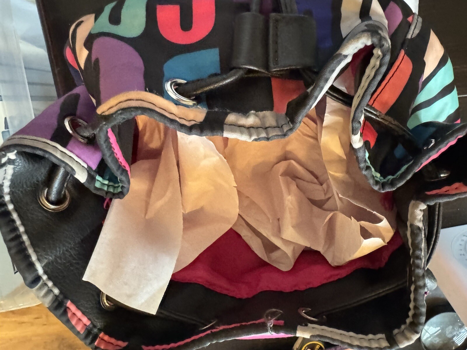 Juicy Couture Drawstring Backpack Multicolor Sati… - image 11