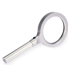 12 LED Magnifying Glass 5X 10X 85mm Zinc Alloy Metal Hand Held Magnifier