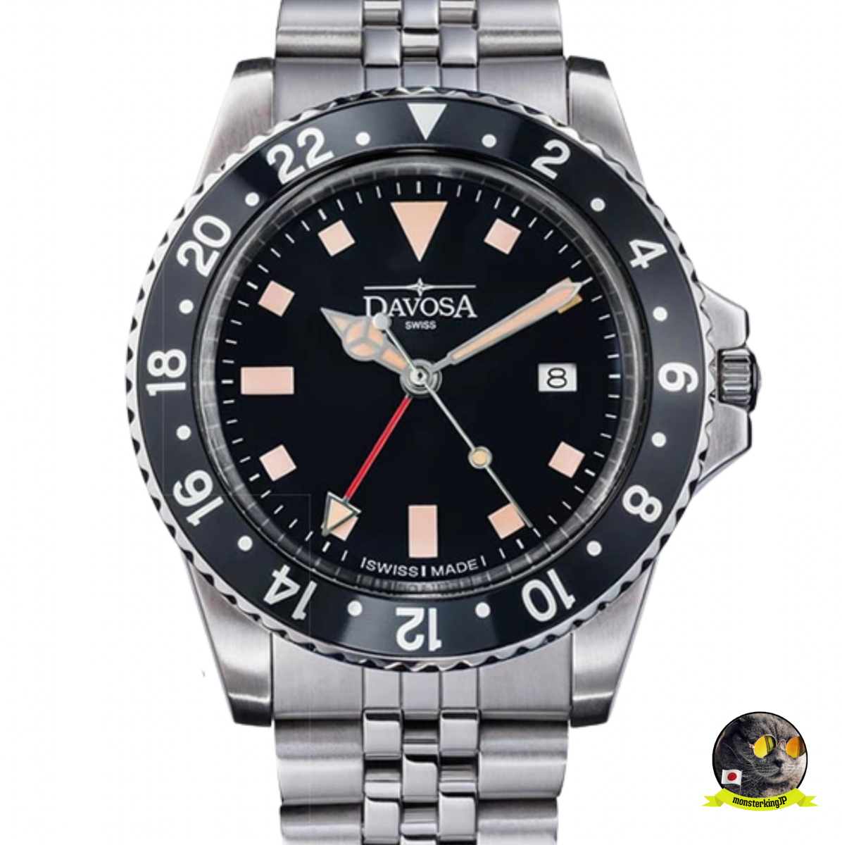 Davosa Watch Vintage DIVER GMT 39mm Quartz Swiss penta link band