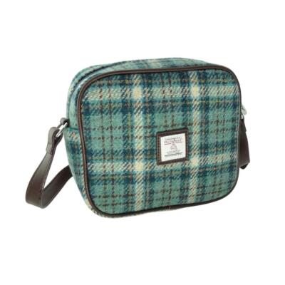 Duck Egg & Cream Check Harris Tweed Tartan Check Mini Handtasche Geldbeutel