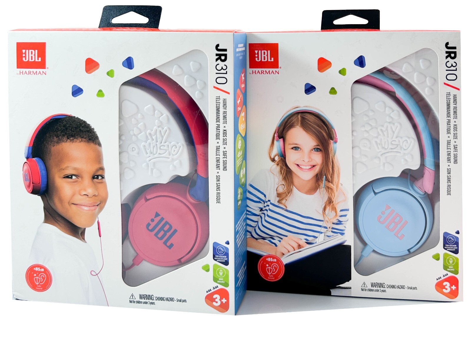 JBL JR310 Kids Wired 3.5mm On-Ear Headphones - Blue Pink Red