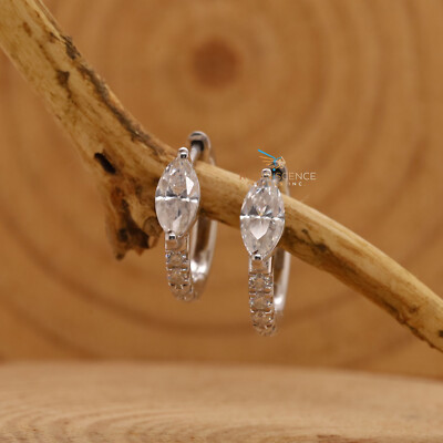 Marquise Lab gewachsene Diamant Hochzeit Creolen 14K Gold elegantes Geschenk für sie