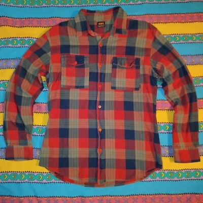 Nike SB 6.0 Men s Medium Skater board Flannel Long Sleeve Red Navy Plaid