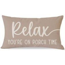Decorative Throw Pillow Covers Inch Relax Porch Time Outdoor Rustic 12x20 Beige