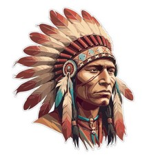 Native American Indian with headdress head dress Sticker Stickers Decal A1011