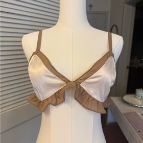 Y2k satin For love & lemons skivvies lingerie dainty bra top blush and brown S