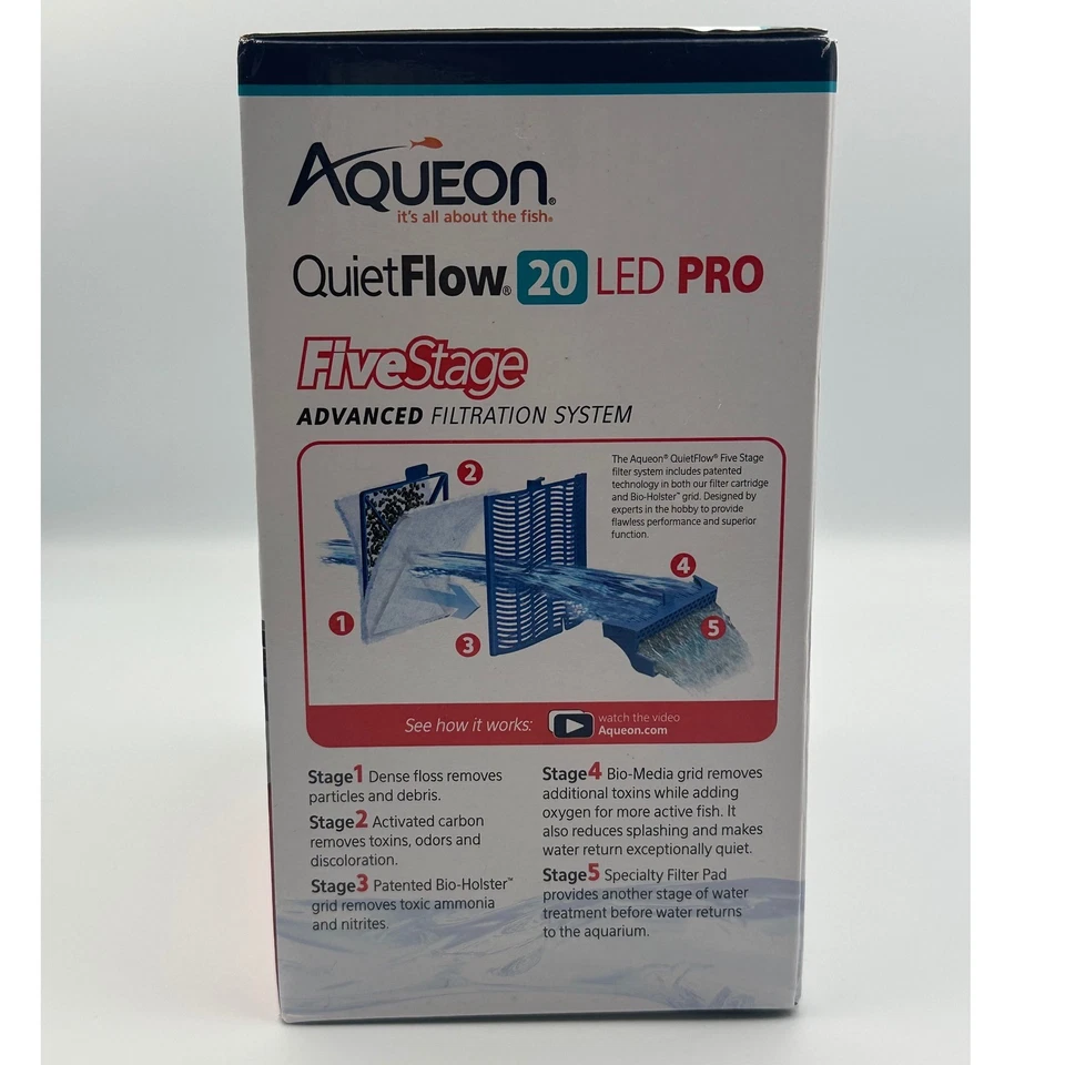 Aqueon QuietFlow 20 LED Pro Aquarium Power Filter Up to 30 Gallons NIB - Image 4 of 4