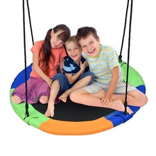 40" Flying Saucer Tree Swing Outdoor Play Set w/ Adjustable Ropes Gift for Kids
