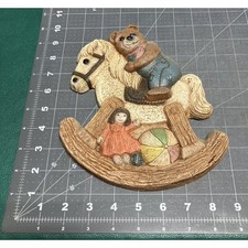 Teddy Bear Hobby Horse Toys 1986 Frankie's Designs Wall Plaque Art Decor